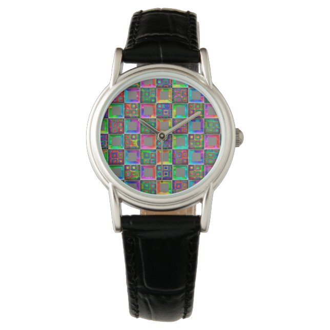 Relógio De Pulso Rainbow Squares Fashion Watch por Julie Everhart (Frente)