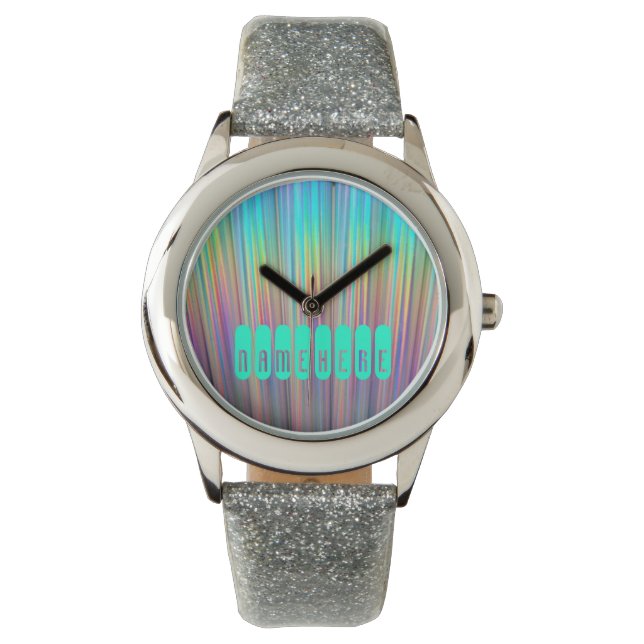 Relógio De Pulso Rainbow Watch. Holográfico! Adicione nome ou logot (Frente)
