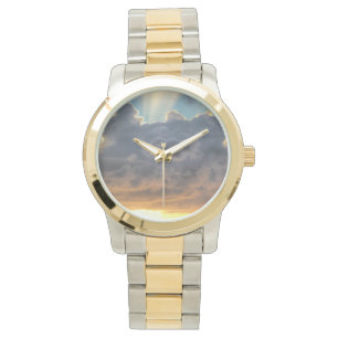 Relógio De Pulso Raios Sunset de Luz através de Nuvens de Tempestad