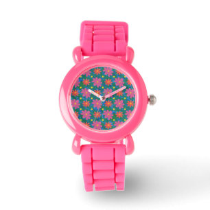 Relógio De Pulso Rangoli Flowers e Bolinhas Kids Glitter Watch