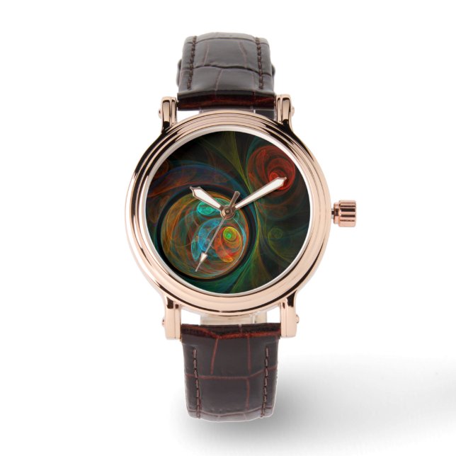 Relógio De Pulso Renascimento de Abstrato de Arte Azul (Frente)