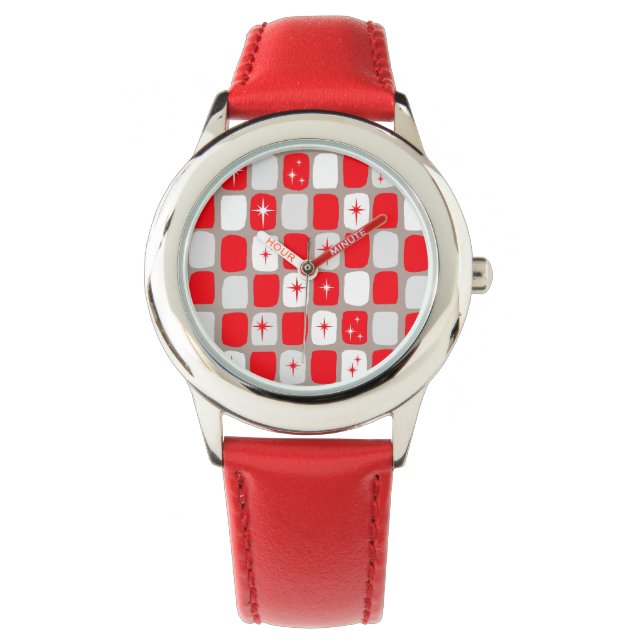 Relógio De Pulso Retro Red Starbursts Kid's Watch (Frente)