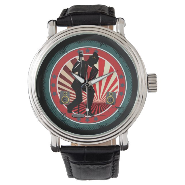 Relógio De Pulso Retro Rock n Roll Music Watch (Frente)