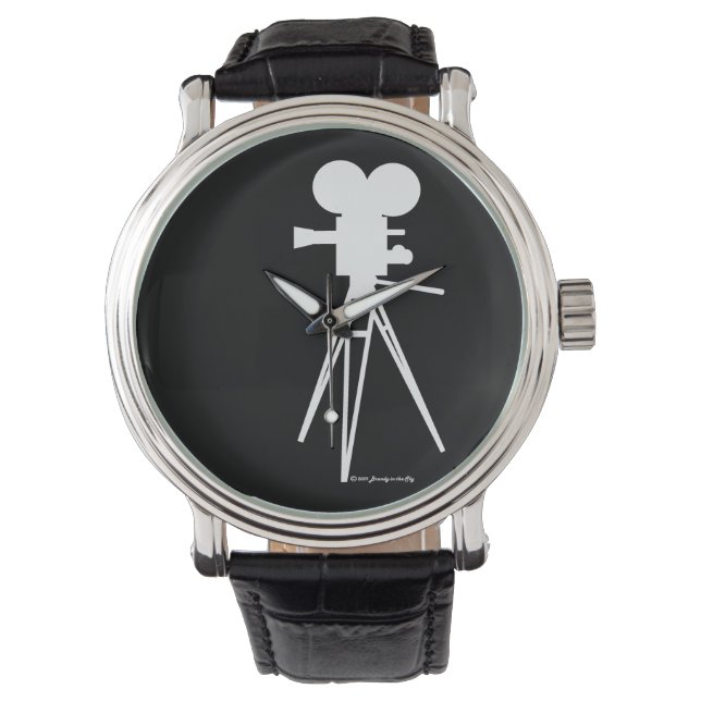 Relógio De Pulso Retro Technicolor Movie Camera Silhouket Watch (Frente)