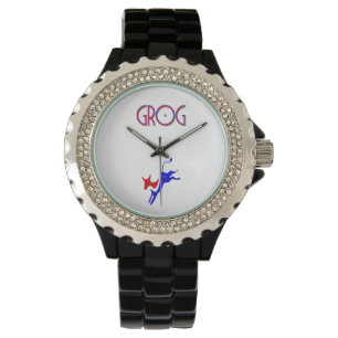 Relógio De Pulso Rhinestone Black Enamel Watch