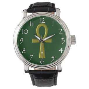 Relógio De Pulso Rico Dourado Ankh Watts