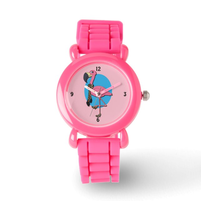 Relógio De Pulso Rico Flamingo Pink Glitter Watch (Frente)