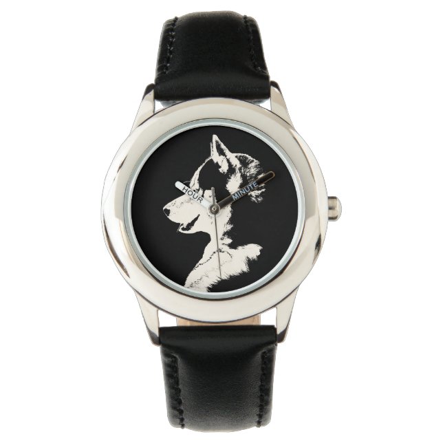 Relógio De Pulso Rouco Watch Siberian Husky Malamuute Wrist Watch (Frente)