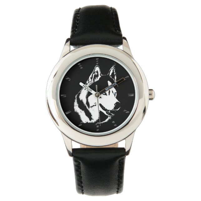 Relógio De Pulso Rouco Watch Siberian Husky Malamuute Wrist Watch (Frente)