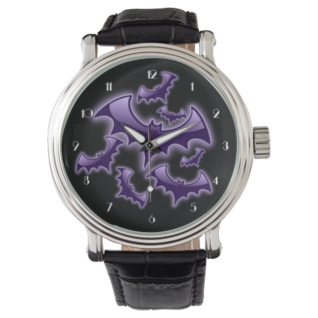 Relógio de pulso roxo e preto (Frente)