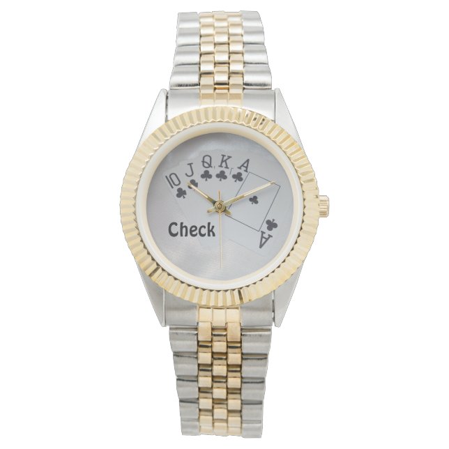 Relógio De Pulso Royal Club Flush Poker Cards Padrão, (Frente)