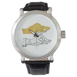 Relógio De Pulso Silhueta de Mão Pato Amarelo