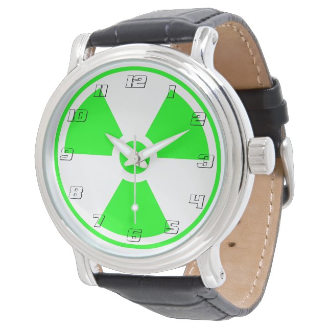 Relógio De Pulso Símbolo de radiação radioativa nuclear em verde (Angular)