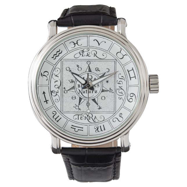 Relógio De Pulso Símbolos Zodiac e Planeta Mandala (Frente)