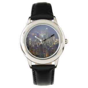 Relógio De Pulso Skyline da noite de Hong Kong do pico de Victoria