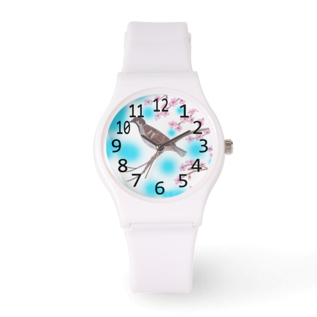 Relógio De Pulso Sparrow em Cherry Blossom Tree Sky Watts (Frente)
