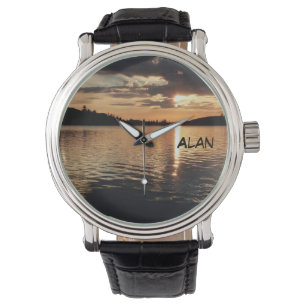 Relógio De Pulso Sunset at the Lake, Name, Wrist Watch