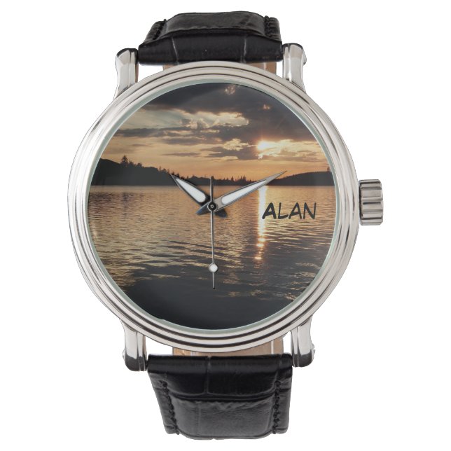 Relógio De Pulso Sunset at the Lake, Name, Wrist Watch (Frente)