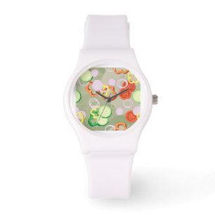 Relógio De Pulso Textura com fatias de vegetais