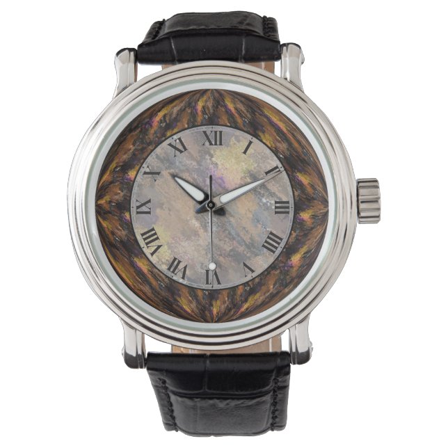 Relógio De Pulso Tigres Olhos Castanhos Faux Marble Watch (Frente)