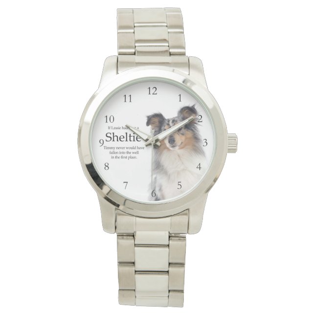 Relógio De Pulso Timmy Blue Merle Sheltie Watch (Frente)