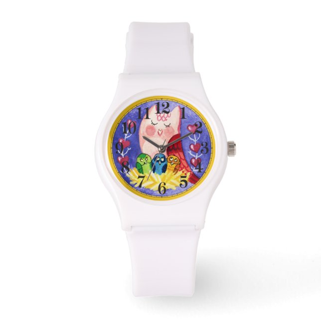 Relógio De Pulso Triplas de coruja-mãe (Frente)