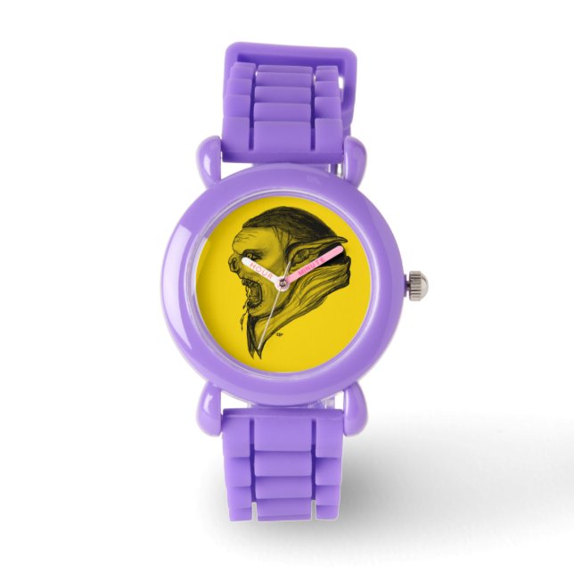 Relógio De Pulso Troll - design preto e amarelo (Frente)
