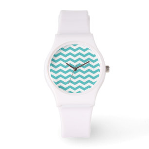 Relógio De Pulso Turquoise chevron zig zag náutico