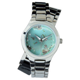Relógio De Pulso Turquoise Gemstone Image Women Silver Wraps