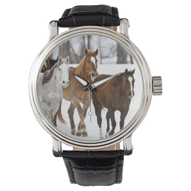 Relógio De Pulso Uma cena de inverno de corrida (Frente)