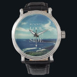 Relógio De Pulso Uma perspectiva positiva sobre a vida útil / ©Seas<br><div class="desc">Esta design apresenta um fundo de uma obra fotográfica original que retrata uma bela costa com céu azul e nuvens brancas, acompanhada de uma mensagem inspiradora no centro: "SEMPRE OLHE PARA O LADO BRILHANTE DA VIDA" na arte tipográfica. Esta frase transmite uma atitude otimista em relação à vida - não...</div>