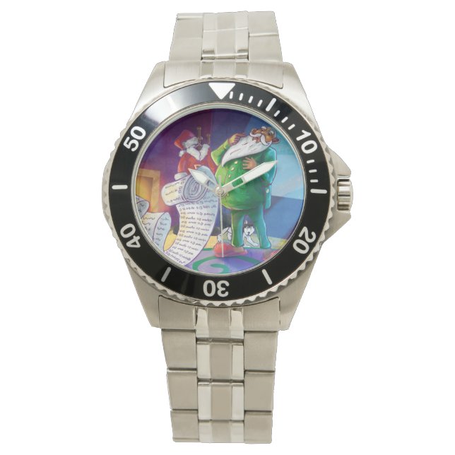 Relógio De Pulso Verifique duas vezes Papais noeis (Frente)