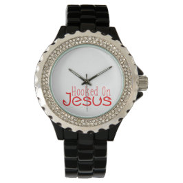 Relógio De Pulso Vermelho Viciado em Jesus Black Rhinestone Watch