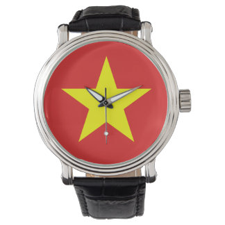 Relógio De Pulso Vietnam Flag Amarelo Star Watch