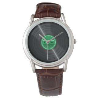 Relógio De Pulso Vintage Green Vinyl Record Album Retro Watch