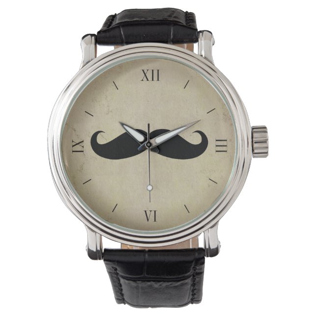 Relógio De Pulso Vintage Mustache Men' Watch (Frente)