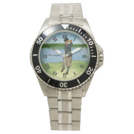 Relógio De Pulso Vintage personalizado olha Golfer Golf