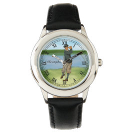 Relógio De Pulso Vintage personalizado olha Golfer Golf