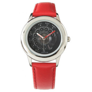 Relógio De Pulso Vintage Rotary Phone Dial Red Kid's Watch