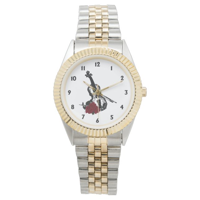 Relógio De Pulso Violino e Rosas (Frente)