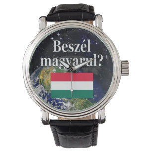 Relógio De Pulso Você fala o Hungarian? no Hungarian. Bandeira &