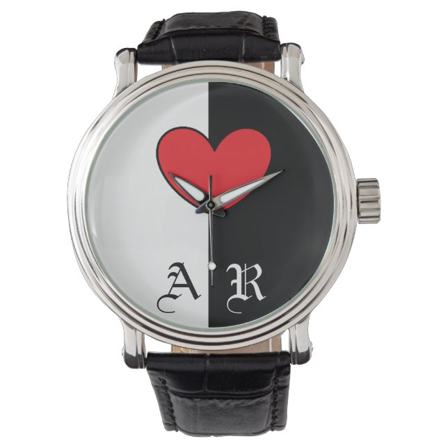 Relógio De Pulso White Heart Watch Com Iniciais (Frente)