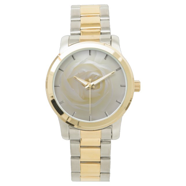 Relógio De Pulso White Rose Watch Romântico Rosa Wrist Watts (Frente)