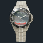 Relógio De Pulso World's Greatest Dad! Canoes Mountains, Name Wrist<br><div class="desc">This wrist watch, with it's unique photo face and stainless steel strap, is a great gift for your Dad. The watch face is a photo with colorful canoes on a lake with mountains in the background. Text is "World's Greatest Dad!" and a name, but you can easily modify it. There...</div>