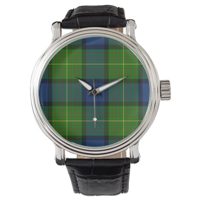 Relógio De Pulso Xadrez azul verde Muir Moore tartan (Frente)