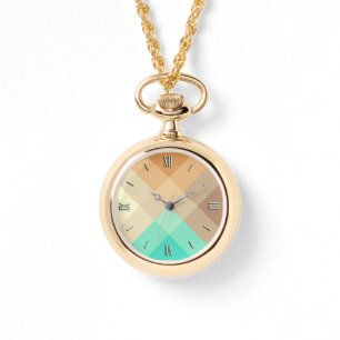 Relógio De Pulso Xadrez mega do meio século - tan & turquesa