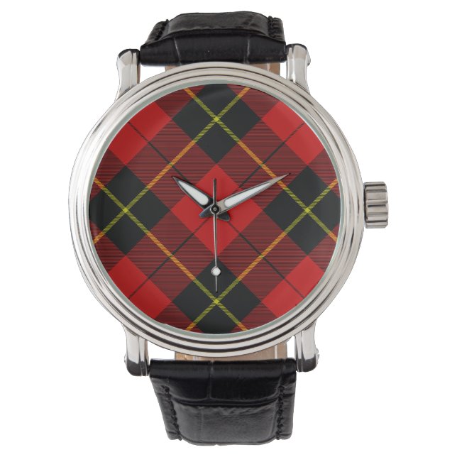 Relógio De Pulso Xadrez preto Wallace Tartan (Frente)