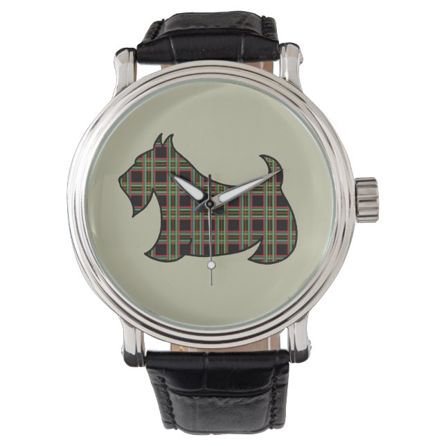 Relógio De Pulso Xadrez Scottish Terrier Watch (Frente)
