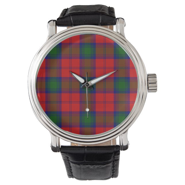 Relógio De Pulso Xadrez verde-vermelha Lindsay tartan (Frente)