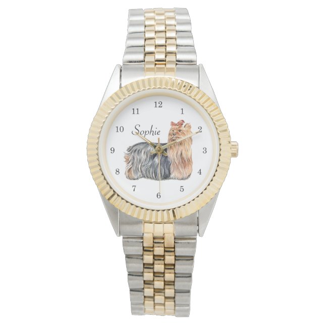 Relógio De Pulso Yorkshire Terrier Personalize (Frente)